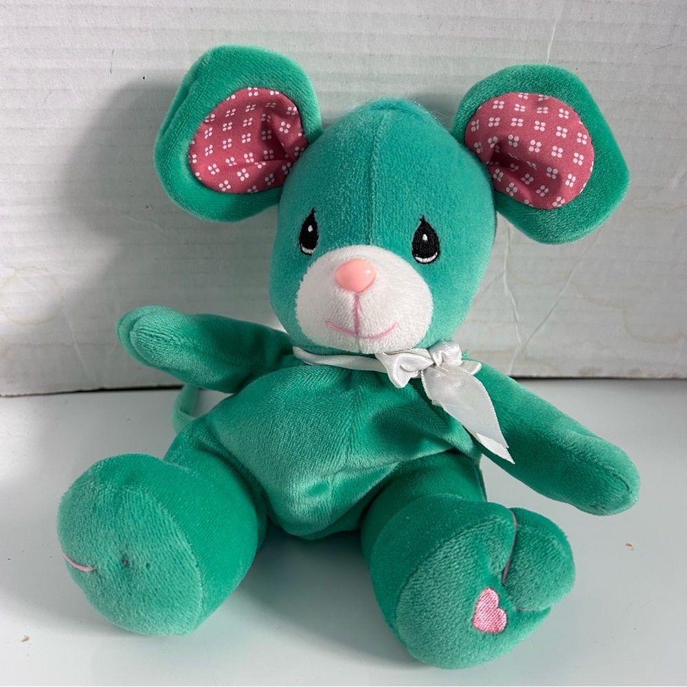 1998 Precious Moments Tender Tails Plush “Rosie" the teal MOUSE